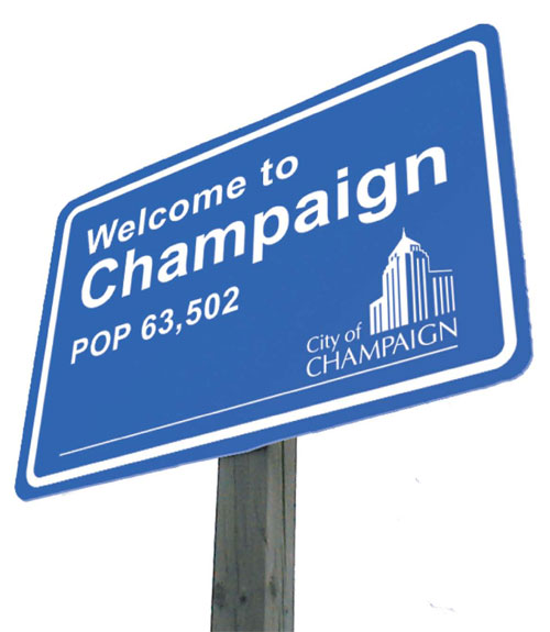 City of Champaign welcome sign